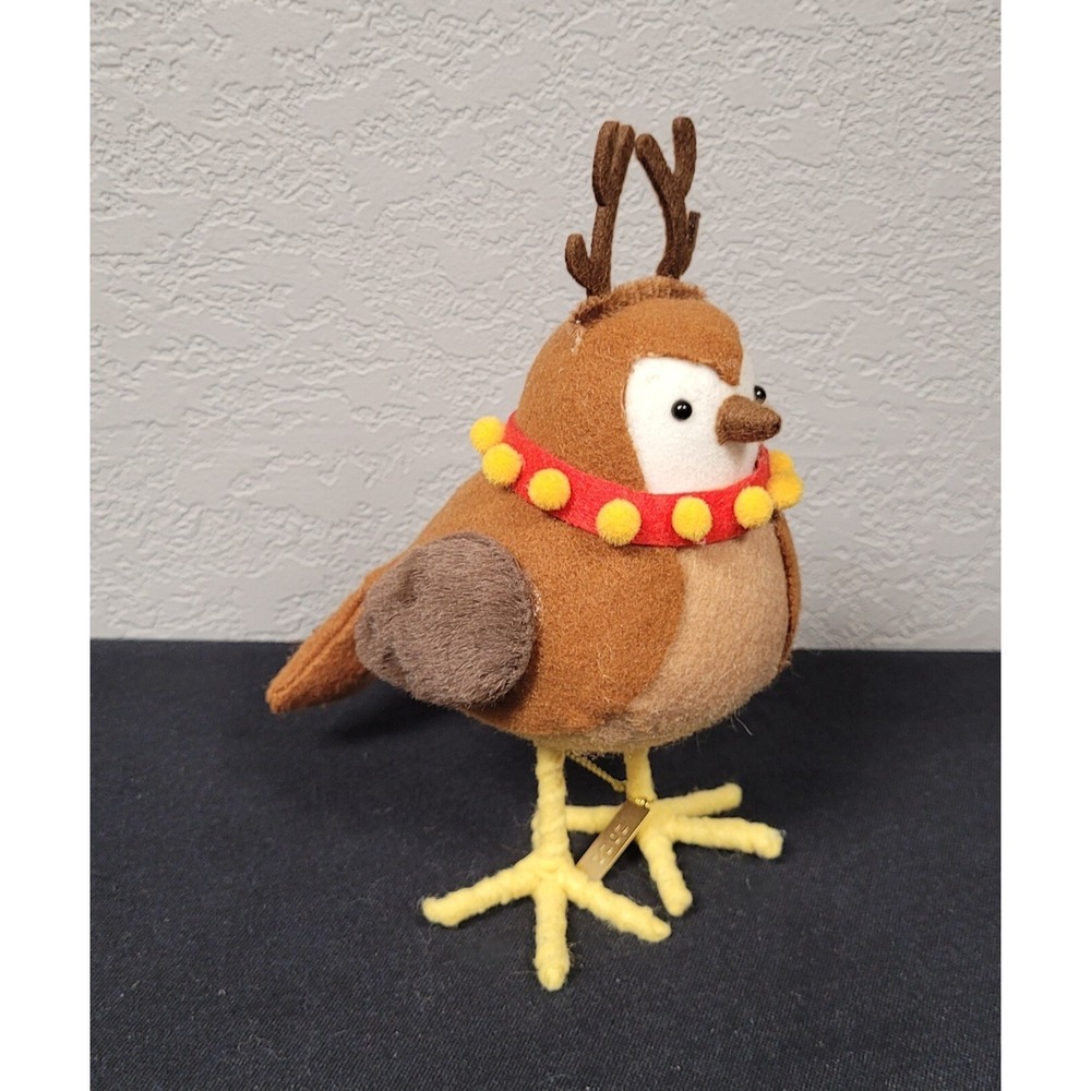 Featherly Friends Bird 2022 Bells Fabric Bird Dressed As Reindeer